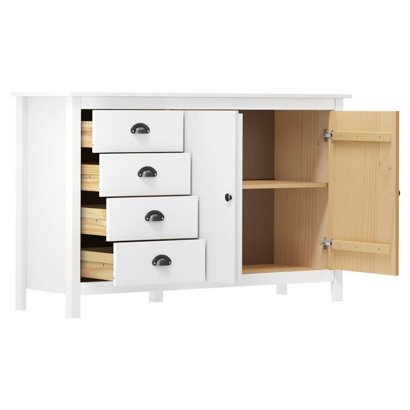 Sideboard – Dressoir – Opbergkast – Kast – Wit – Massief Grenenhout – Afneembaar Opbergvak – Compact 79x40x80 cm
