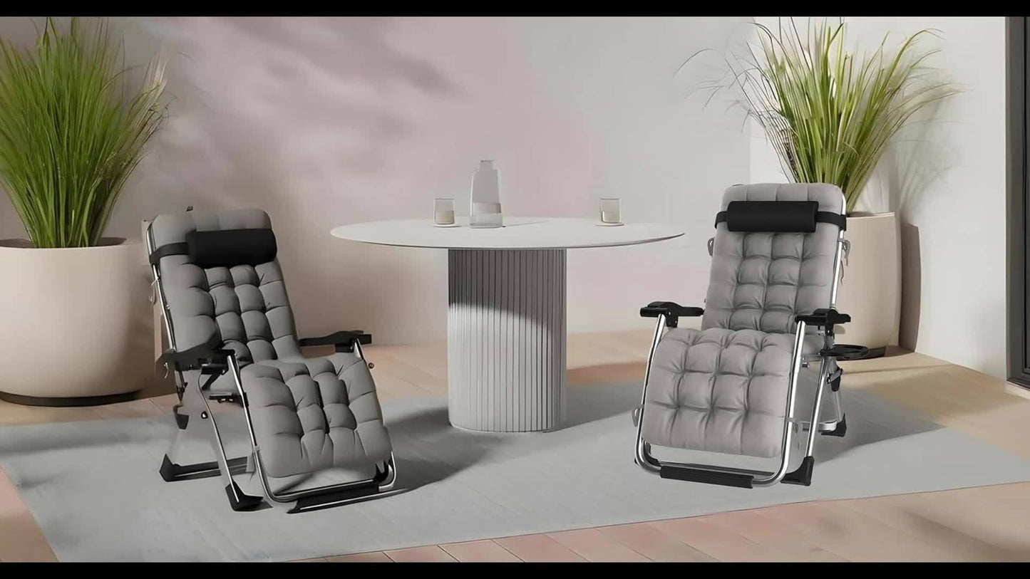 Lounge stoel – Recliner – Ligstoel – Tuinstoel – Relaxfauteuil – 65 cm breed – Lichtgewicht metalen frame – Inclusief afneembare kussen en tray – Ergonomisch ontworpen – Geschikt voor binnen en buitengebruik