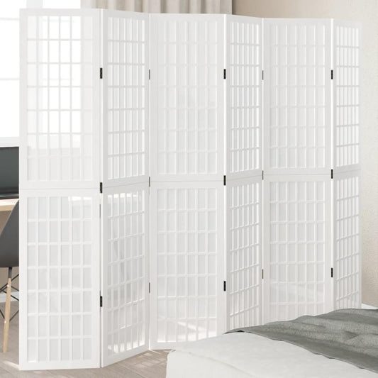 6pcs room divider, white, solid paulownia wood