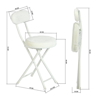 Vouwstoel – Opklapbare Stoel – Klapstoel – Eetkamerstoel – Witte Stoel – Set Van 4 – Kunstleren Zitting – Hoog Zitvlak 49 Cm