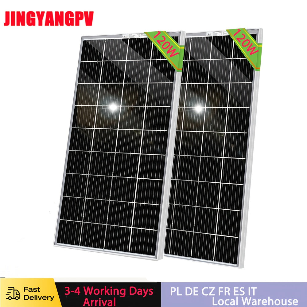 Transparante Zonnepanelen – Solar Panel – Zonne-energie Paneel – Zonnecel – Photovoltaïsch Paneel – 2x 120W 18V – Bifaciaal Hoog Rendement – Eenvoudige Installatie