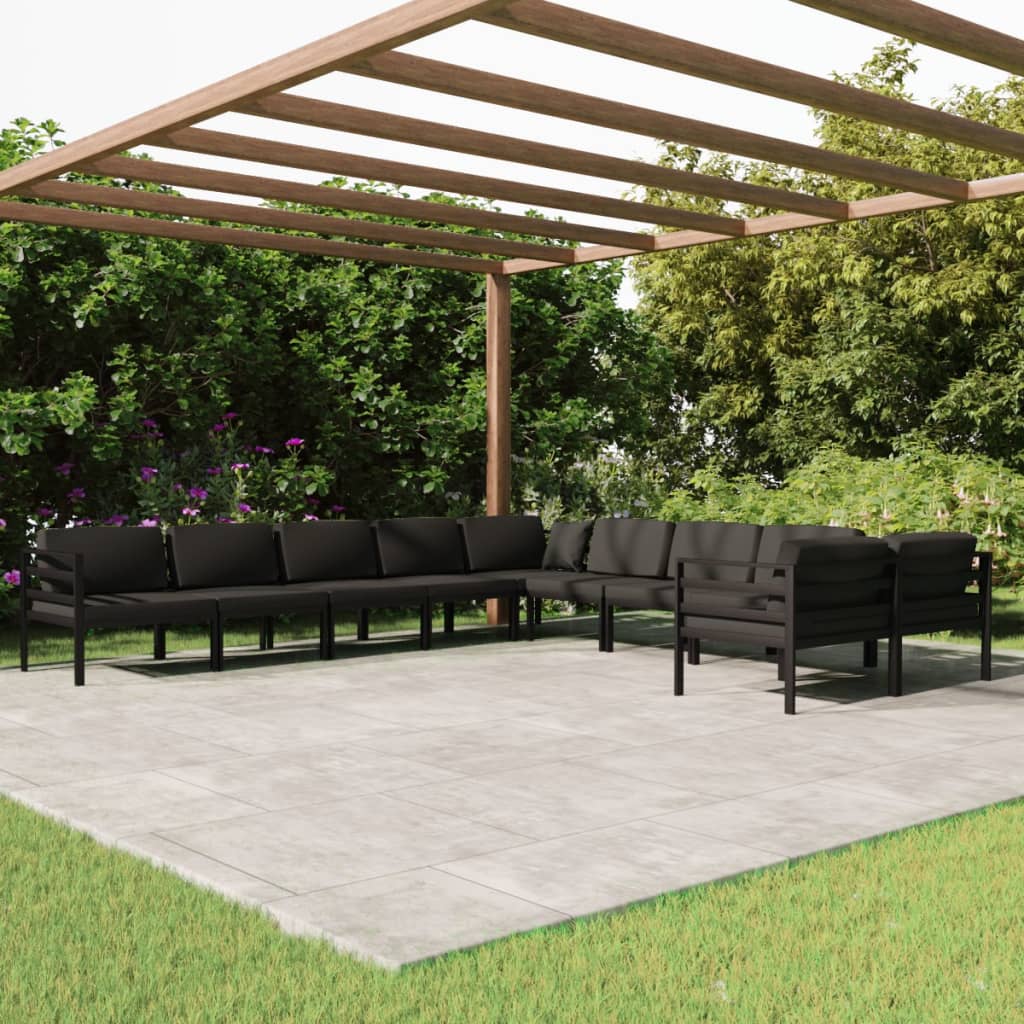Loungeset – Tuinset – Loungebank – Zitgroep – Balkonmeubels – 9-delig modulair – Aluminium frame met zachte kussens