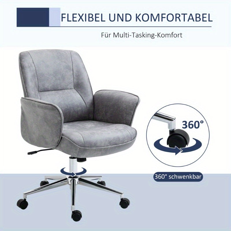Bureaustoel – Ergonomische Stoel – Office Chair – Draaistoel – Werkstoel – Verstelbare Hoogte – Kantelfunctie – Gewatteerde Zitting – Lichtgrijze Stof – Max 120 kg