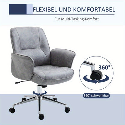 Bureaustoel – Ergonomische Stoel – Office Chair – Draaistoel – Werkstoel – Verstelbare Hoogte – Kantelfunctie – Gewatteerde Zitting – Lichtgrijze Stof – Max 120 kg