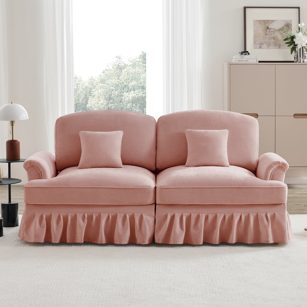 2-zitsbank – Tweezitsbank – Sofa – Bankstel – Zitbank – Chenille Bekleding – Geflareerde Armleuningen – Verwijderbare Biezen – Compact Design – Comfortabel & Duurzaam