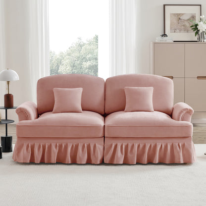 2-zitsbank – Tweezitsbank – Sofa – Bankstel – Zitbank – Chenille Bekleding – Geflareerde Armleuningen – Verwijderbare Biezen – Compact Design – Comfortabel & Duurzaam