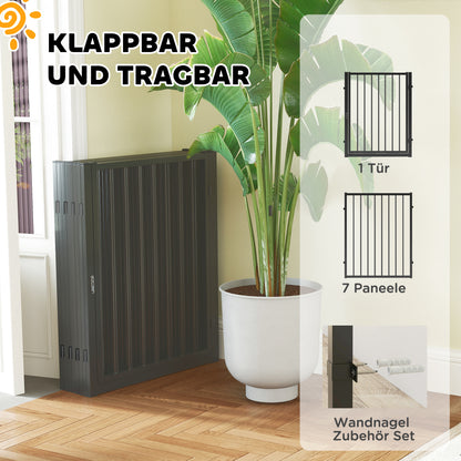 Hondenren – Puppyren – Hondenhek – Puppyafzetting – Speelren – 8 Panelen Met Deur – Inklapbaar En Draagbaar – Robuust Stalen Zwart