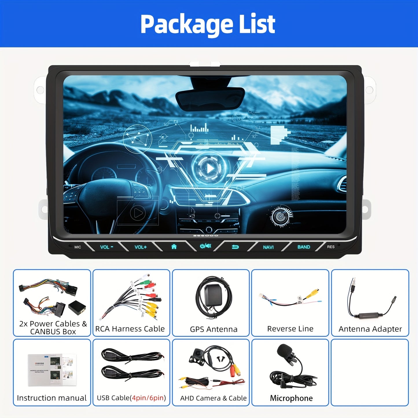 Multimedia Navigatiesysteem – Auto Radio – Android Head Unit – CarPlay Systeem – Multimedia Head Unit Met Camera & Microfoon – 9 Inch HD Touchscreen – Dual Wireless CarPlay & Achteruitrijcamera