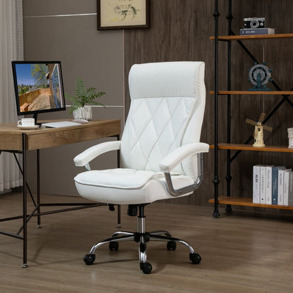 Bureaustoel – Office Chair – Draaistoel – Ergonomische Stoel – Bureau Stoel – Kunstleer – Verstelbare Hoogte – Kantelfunctie – Wit