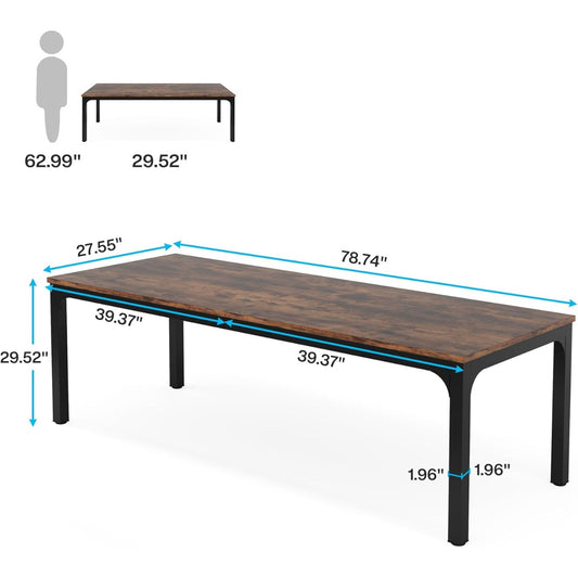 Vintage Bureau – Computer Tafel – Werktafel – Kantoor Meubel – Vergadertafel – Rustic Brown – Industrieel Design – 200 x 70 x 75 cm