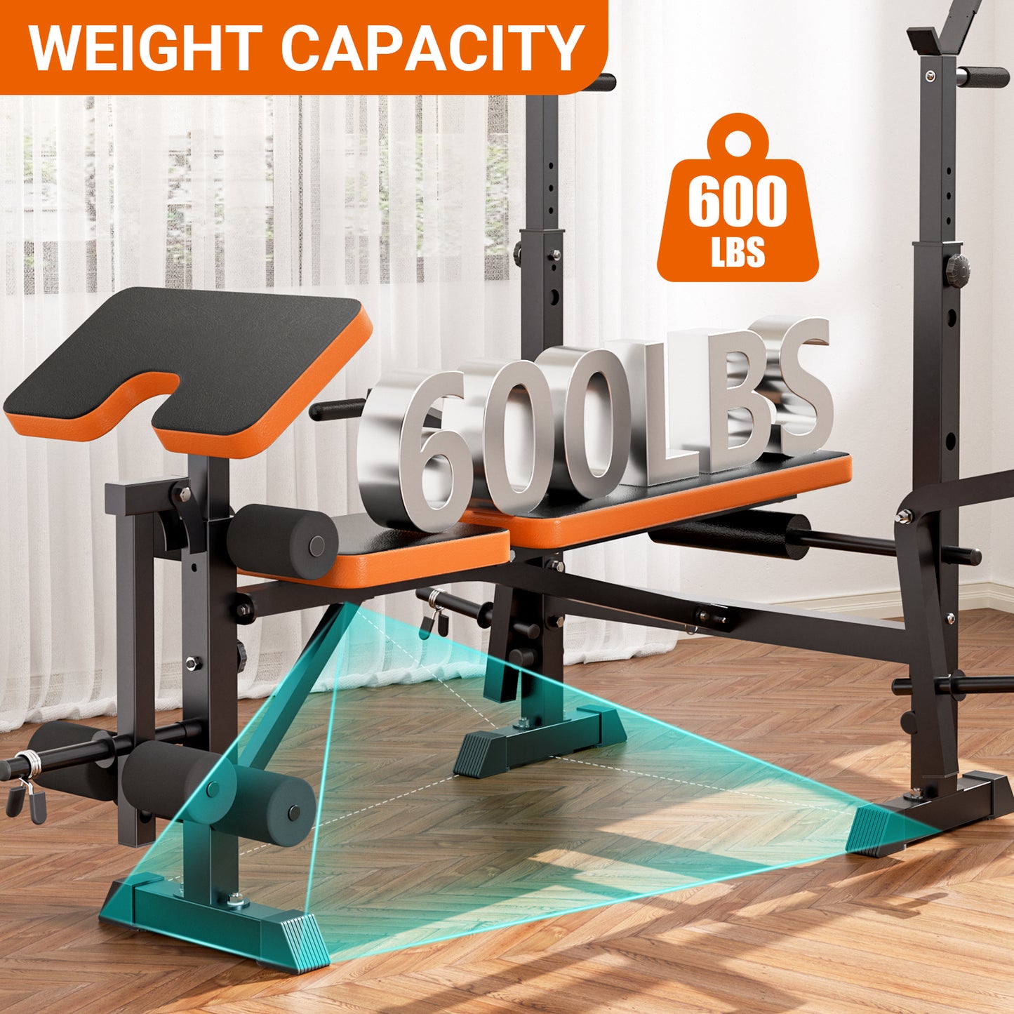 Bankdrukbank – Halterbank – Fitnessbank – Trainingsbank – Bench Press – Verstelbaar – Multifunctioneel Met Squat Rack & Leg Extension – Max. Belastbaar 150 kg