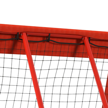 Voetbal Rebound Net – Oefennet – Terugkaatssysteem – Trainingsnet – Bal Terugkaatsnet – Verstelbaar – Opvouwbaar – Metaal Frame – Weerbestendig PE Net – Inclusief Ophanghaken – Rood