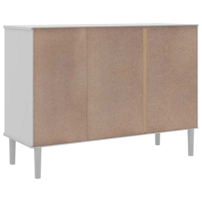 Modern Rattan Look Sideboard with Removable Shelves - Solid Pinewood, 3-Drawer & Open Shelf Design, Light Beige Finish for Living Room Organization, 112x40x80cm, Sideboard Cabinet, Minimalist Decor, Natural Wood Texture