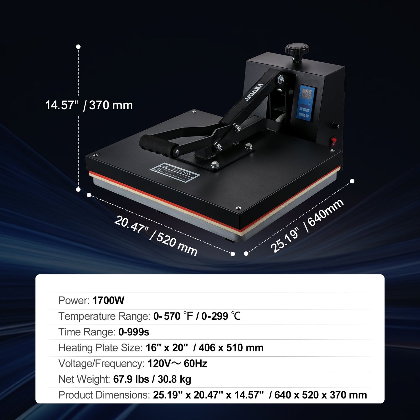 Warmtepers – Sublimatiepers – Transferpers – T-shirt Pers – Textielpers – 40,6 x 51 cm Persoppervlak – Digitale Temperatuur- en Timerregeling
