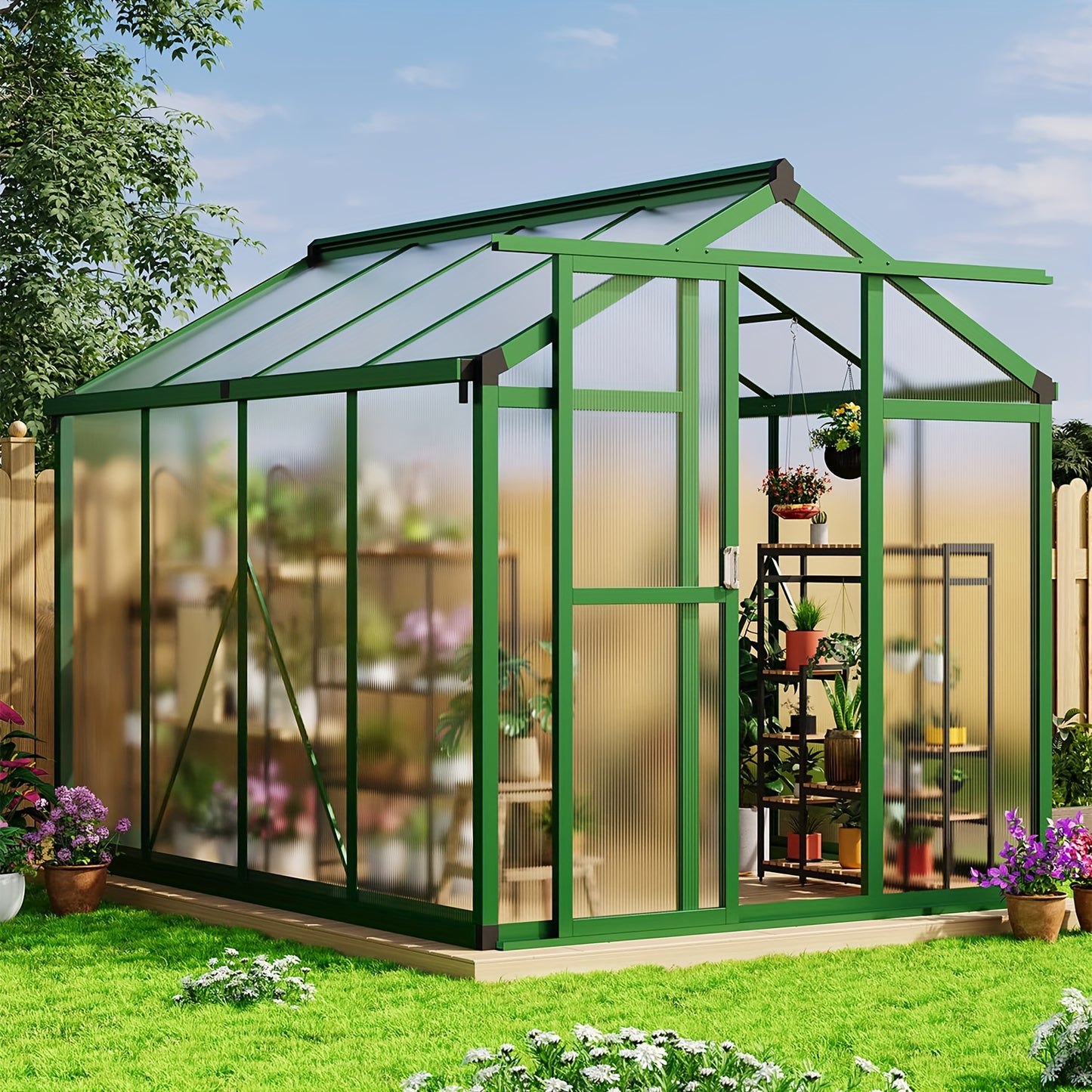 Kas – Kweekkas – Tuinkas – Plantenkas – Broeikas – Groot Aluminium Frame – Weerbestendig Polycarbonaat – Inclusief Dakventilator – 183x244 cm Walk-in Greenhouse
