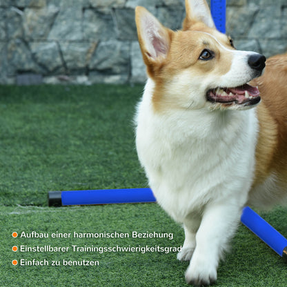 4-delig Agility Trainingsset voor Honden – Hindernisbaan Set – Springset – Behendigheid Set – Slalom Set – Verstelbare Hoogte – Inclusief Draagtas