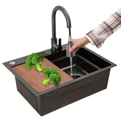Sink set-60*45-Small waist pumping tap, stainless Steel Golden Rectangular Sink for Kitchens, Restaurants, Cafes, Bars, Hotels