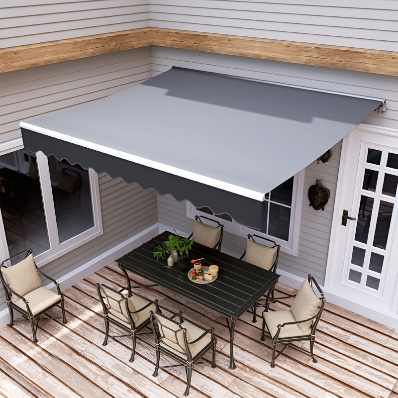 Uittrekbare Zonwering – Verstelbaar Zonnescherm – Terrasscherm – Balkonoverkapping – Schaduwdoek – Grijs – 300x250 cm – UV Bescherming – Handmatige Kurkbediening