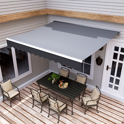 Uittrekbare Zonwering – Verstelbaar Zonnescherm – Terrasscherm – Balkonoverkapping – Schaduwdoek – Grijs – 300x250 cm – UV Bescherming – Handmatige Kurkbediening