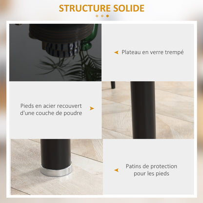 Eettafelset – Eethoek – Keukentafelset – Eettafel Met Stoelen – Zitgroep – Gehard Glas Tafelblad – Gepoedercoat Stalen Onderstel – Zwart