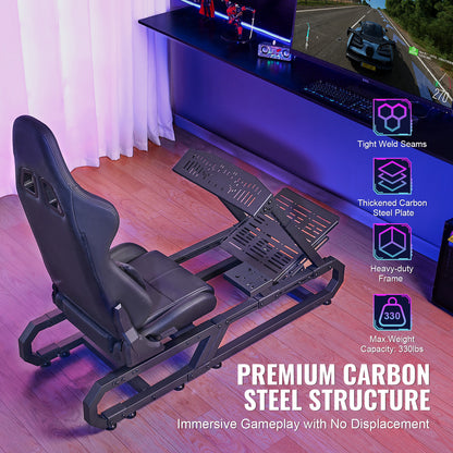 Racing Wheel Stand – Racestuur Standaard – Race Cockpit – Sim Racing Frame – Stuurwielhouder – Carbon Staalconstructie – Verstelbare Hoogte 60,5-79,5 cm