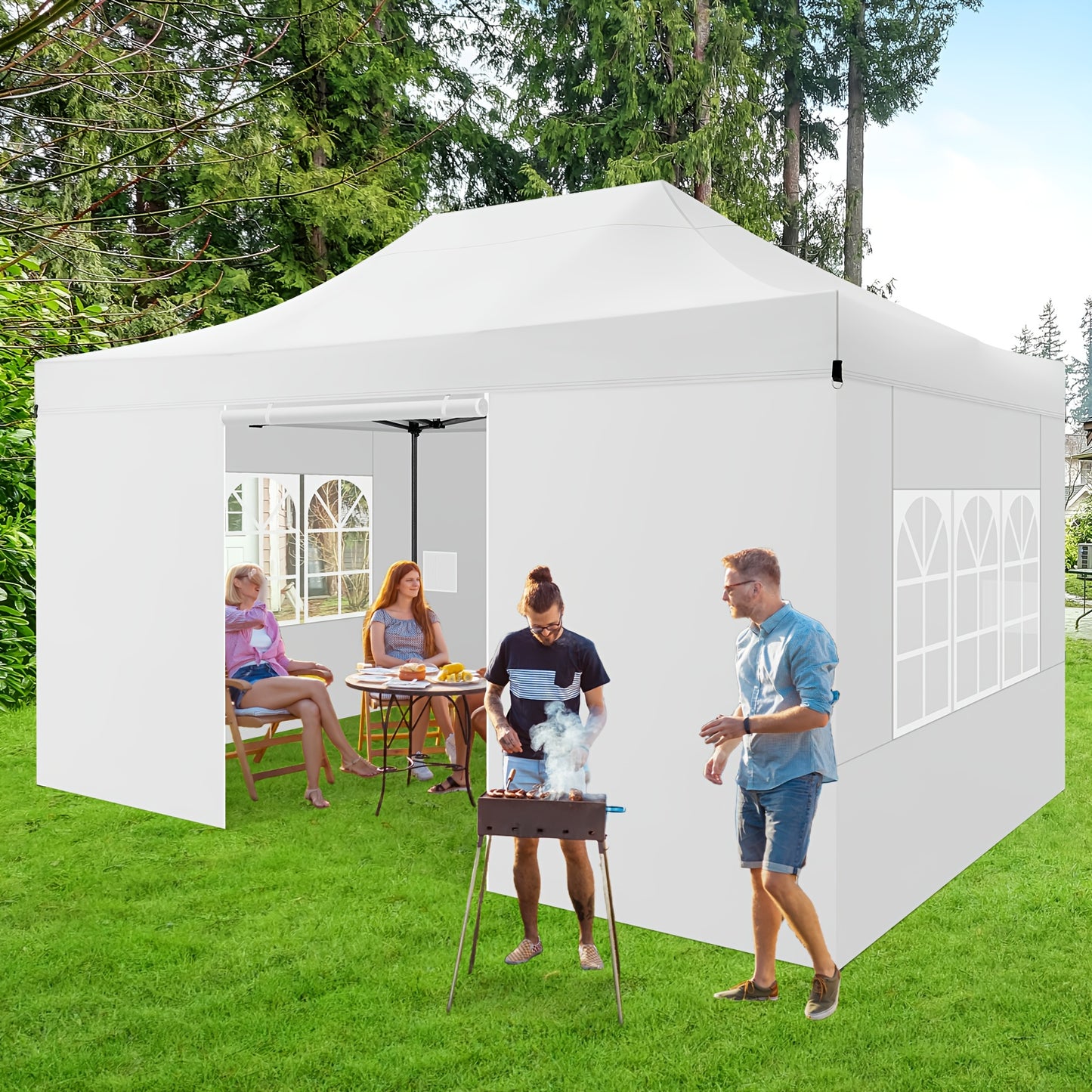 Pop-up Tent – Partytent – Outdoor Tent – Gazebo – Canopy – Wit – 3,05x4,57 Meter – Verstelbare Hoogte – Oxford Stof