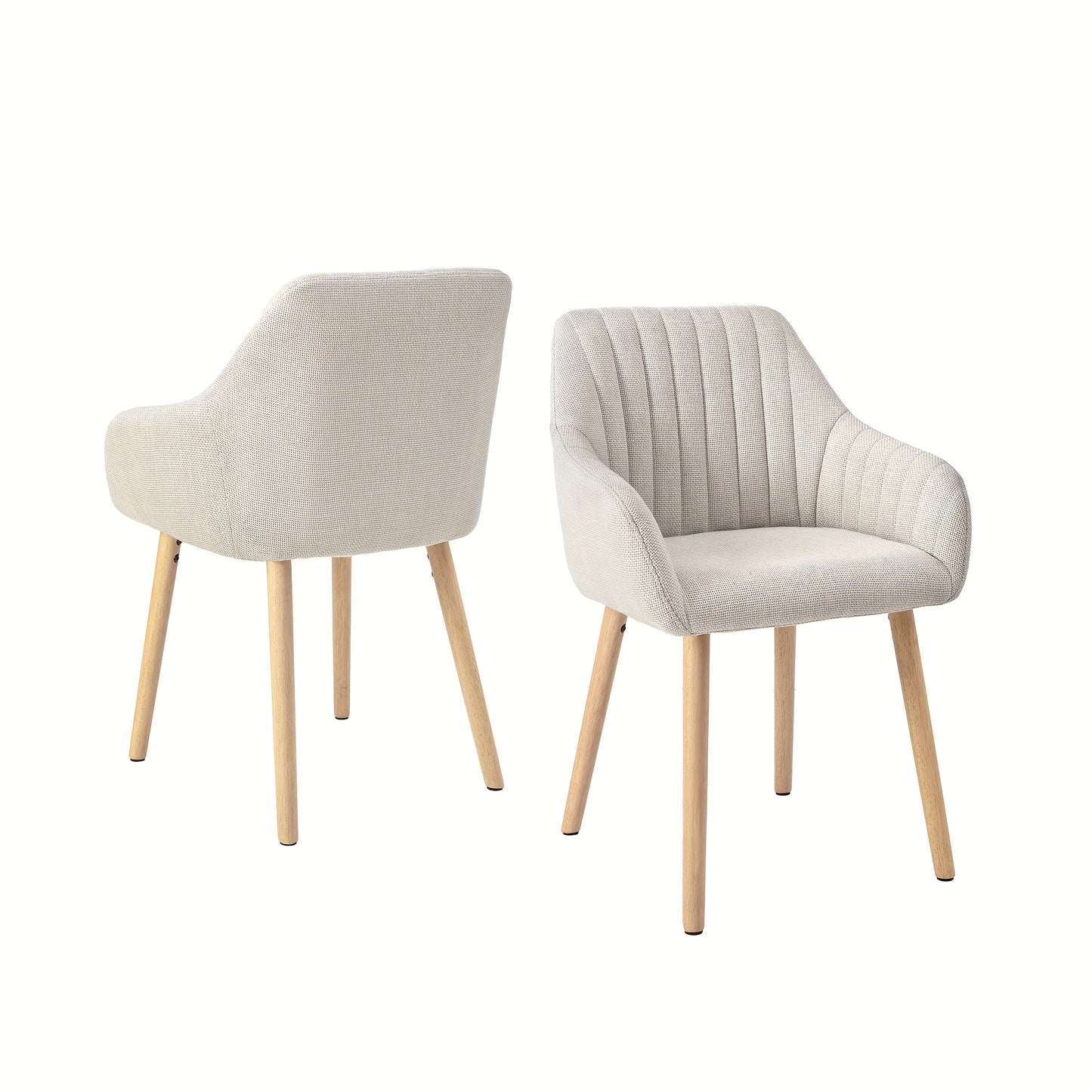 Set van 2/4/6 Minimalistische Eetkamerstoelen – Comfortabele Stoelen met Rugleuning, Armleuningen en Houten Poten – Beige, Voor Eetkamer en Hal