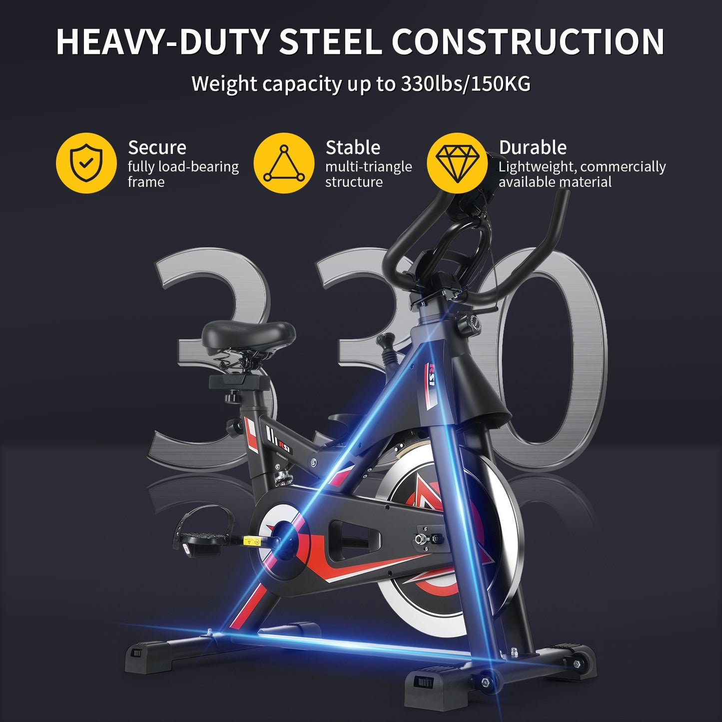 Hometrainer – Fitnessfiets – Indoorfiets – Spinningfiets – Fietstrainer – Magnetische Weerstand – Hartslagmeter – 6-Verstelbare Zitting en Stuur – Max 150 kg Belastbaar
