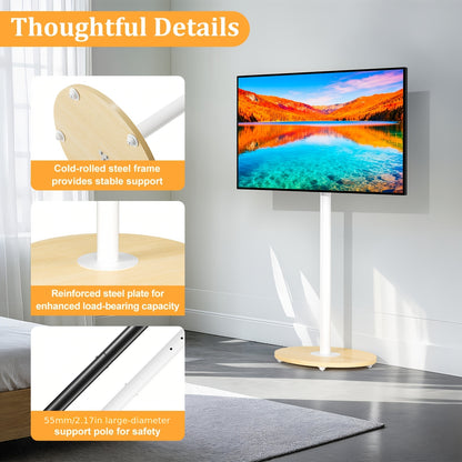 Verstelbare TV-standaard – Mobiele TV-wagen – TV-meubel op wielen – TV-voet – TV-houder – Geschikt voor 40-75 inch – Max. 50 kg draaggewicht – Met extra plank – Maximale VESA 600x400 mm