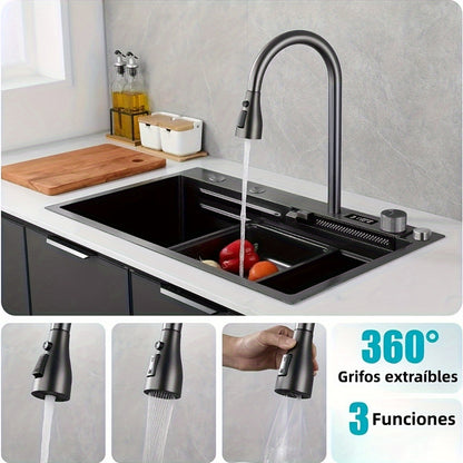 RVS Keukenspoelbak – Keukenspoelbak – Spoelbak – Keukensink – RVS Spoelbak – 68x45 cm – Roestvrij Staal – 360° Draaibare Kraan