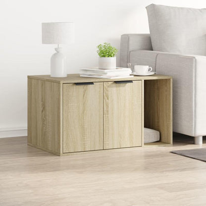 Kattenbakmeubel – Kattenbak Kast – Kattenbak Verbergmeubel – Kattenbak Organizer – Kattenbak Opbergmeubel – Sonoma Oak – 80x50x45 cm – Duurzaam Hout – 2 Toegangsopeningen