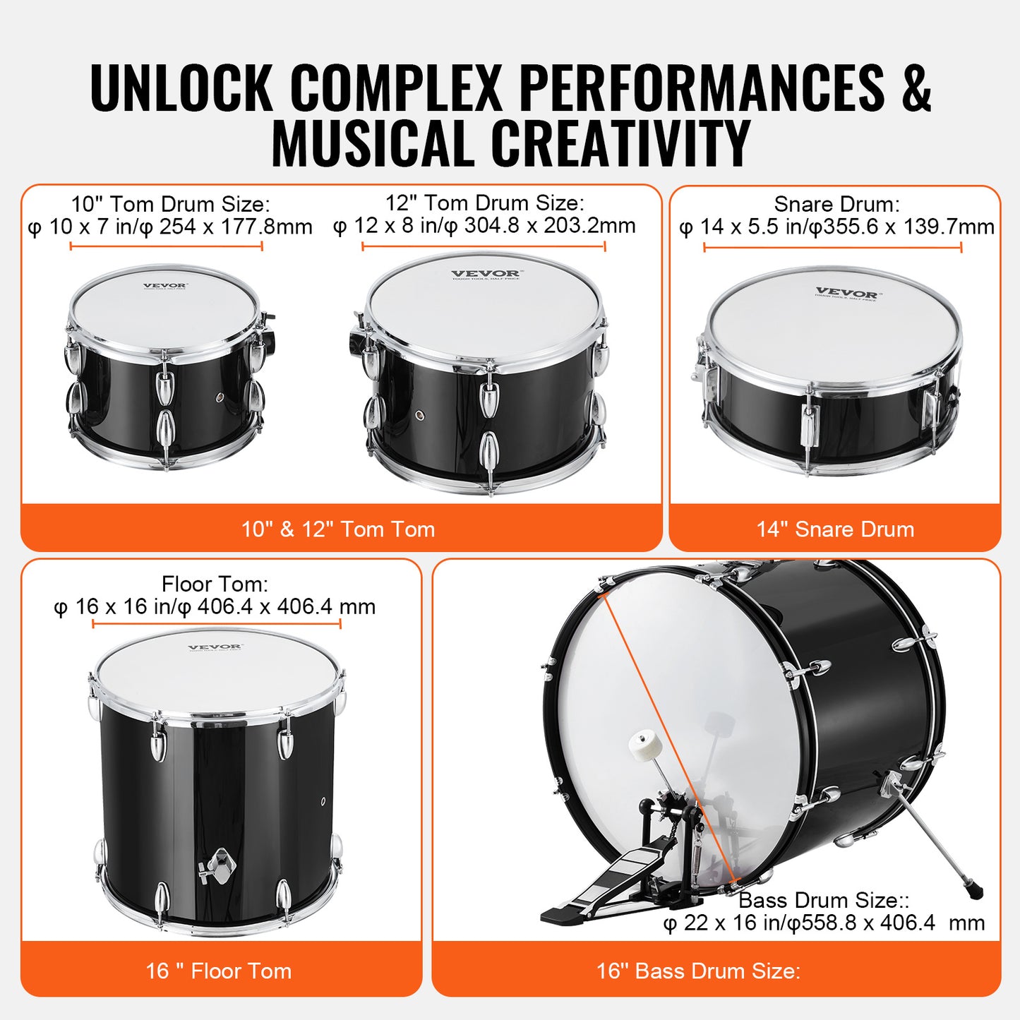 Drumstel – Drumset – Elektrisch Drumstel – Akoestisch Drumstel – Muziekinstrument – 22 Inch Full Size – Verstelbare Kruk & Duurzame PET Drumvellen