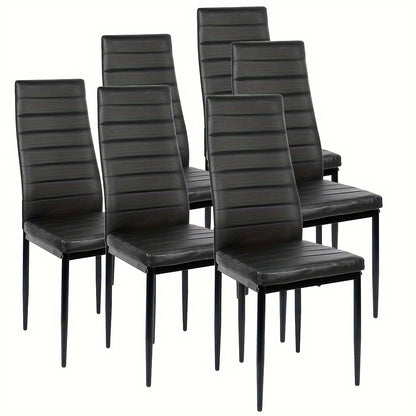 Gestoffeerde Eetkamerstoelen – Keukenstoelen – Design Stoelen – Armloze Stoelen – Faux Leren Stoelen – Ergonomische Hoog Rugleuning – Zachte Gevulde Zitting – Set Van 6