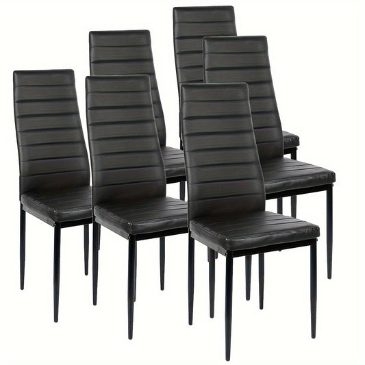 Gestoffeerde Eetkamerstoelen Set 6 – Eetkamerstoelen – Keukenstoelen – Stoelen Zonder Armleuning – Design Stoelen – Kunstleren Bekleding – Ergonomische Hoge Rug – Zacht Gevulde Zitting