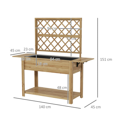 Plantenbak – Bloembak – Moestuinbak – Kweekbak – Verhoogde Bak – Hout – Met Trellis – 140x45x151 cm – Op Poten