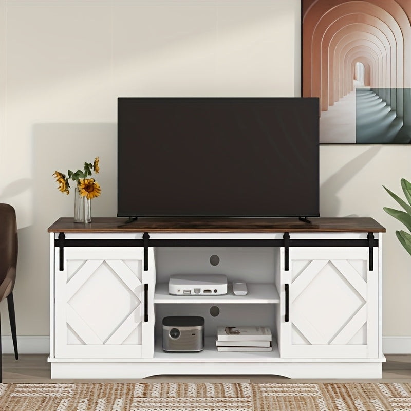 Tv-meubel – TV-meubel – TV-kast – TV-standaard – TV-dressoir – Modern Wit – 2 Dichte Kastdeuren & Open Planken – Kabelmanagement – Duurzaam & Ruimtebesparend