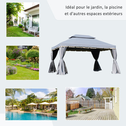 Tuinpaviljoen – Tuinhuis – Prieel – Pergola – Overkapping – Lichtgewicht Aluminium Frame – 4x3 Meter Met Muskietennetten