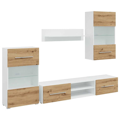 TV meubel – TV kast – TV dressoir – Lowboard – Wandmeubel – Eikenhoutlook – LED Verlichting
