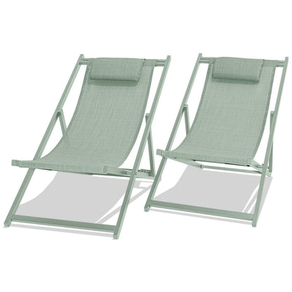 Ligstoel – Tuinstoel – Ligbed – Lounger – Set van 2 – Aluminium Frame – Verstelbare Rugleuning