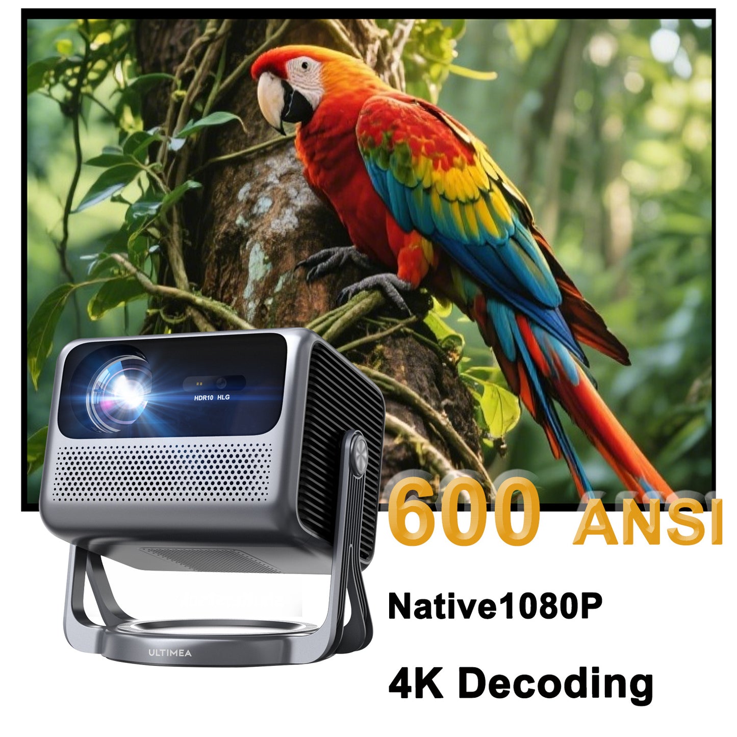 Smart Projector – Mini Beamer – Home Cinema Beamer – Draagbare Projector – WiFi Projector – Android TV 11.0 – 600 ANSI Lumen – Native Full HD 1080p met 4K Ondersteuning