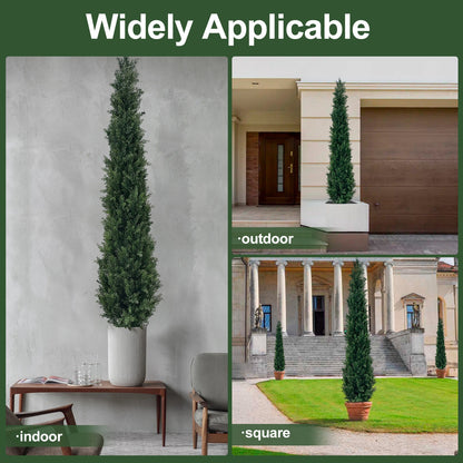 Kunstmatige Cederbomen – Nepdennen – Kunstplant – Kunststruiken – Evergreen Planten – Set Van 2 – 6 Voet Hoog – Weerbestendig PE Plastic