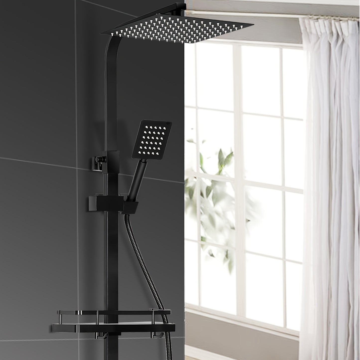 Thermostatische Douche – Doucheset – Regendouche – Handdouche – Bidet Douche – Mat Zwart Design – Waterkracht Aangedreven Display – Verstelbare Hoogte & Luchtverrijkte Waterstraal
