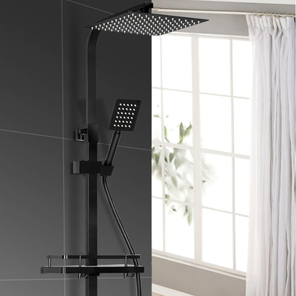 Thermostatische Douche – Doucheset – Regendouche – Handdouche – Bidet Douche – Mat Zwart Design – Waterkracht Aangedreven Display – Verstelbare Hoogte & Luchtverrijkte Waterstraal