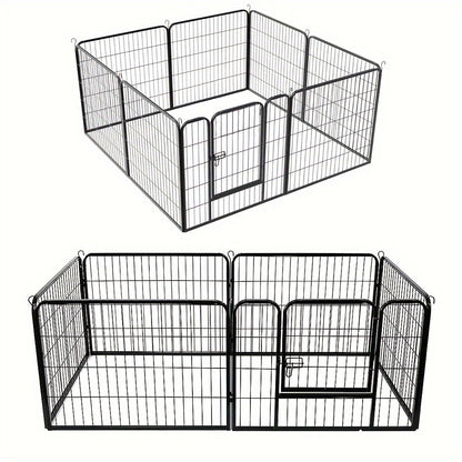Hondenren – Puppyren – Hondenkennel – Konijnenren – Kattenren – 8 Panelen Met Deur – Stevig Metalen Frame – 60 cm Hoog