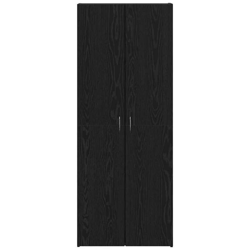 Dressoir – Opbergkast – Ladekast – Buffetkast – Zijkast – Zwart Eikenhout – Ruim 60x32x153 cm – Met Wieltjes