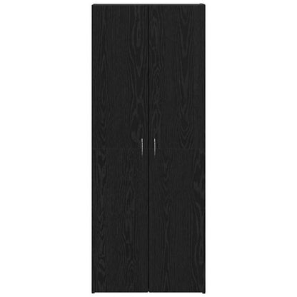 Dressoir – Opbergkast – Ladekast – Buffetkast – Zijkast – Zwart Eikenhout – Ruim 60x32x153 cm – Met Wieltjes