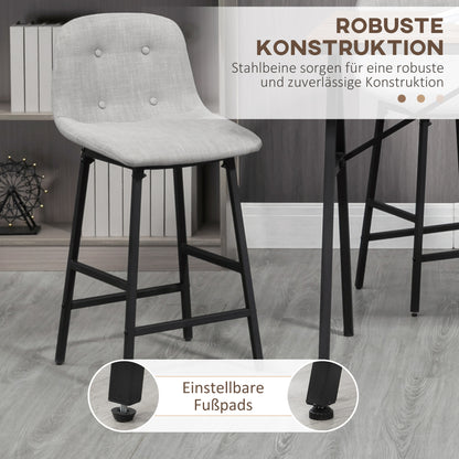Barset – Barkrukken – Bartafel – Keukentafel – Bistroset – Lichtgrijs – Stalen Frame – Verstelbare Poten – Comfortabele Zitting 120x60x91 cm