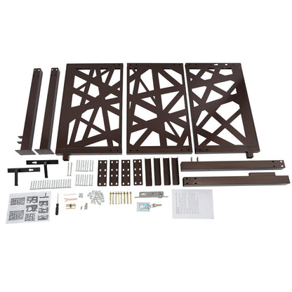 Garden Gate | 105cm x 150cm Brown Metal Gate, Privacy Screen Type, Galvanized Steel, Brand NaMaSyo