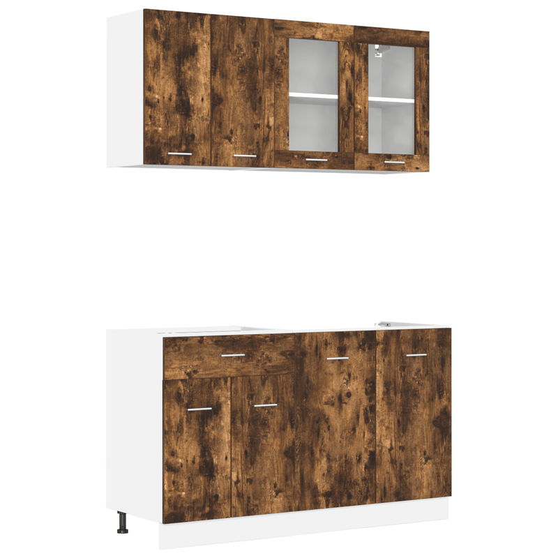 Keukenkast Set – Keukenkasten – Opbergkasten – Keukenmeubels – Keukenkastjes – 4-delig – Smoky Oak Bonded Hout – Duurzaam & Stijlvol