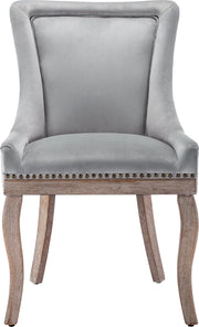 Deluxe Eetkamerstoelen - Grijs (2 stuks) – Gestoffeerde Stoelen met Massief Houten Poten en Fluwelen Bekleding